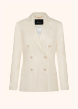 Kiton veste à double boutonnage de six boutons confectionnée dans une fibre de viscose biologique de couleur crème pour femme.