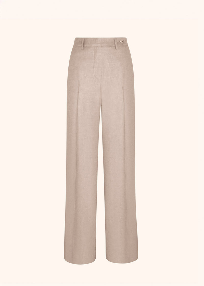 Kiton pantalon confectionné dans un luxueux mélange de soie et laine de couleur beige pour femme.