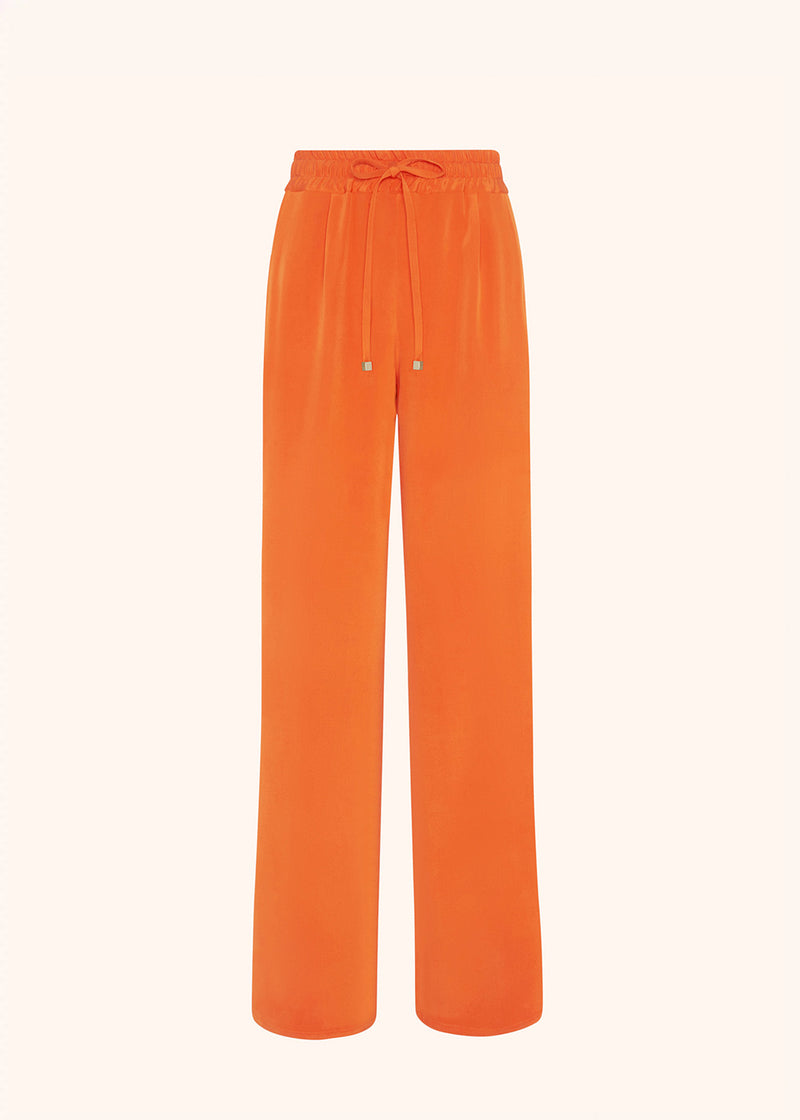 Kiton pantalon à coulisse orange en soie stretch douce et confortable d’inspiration orientale pour femme.