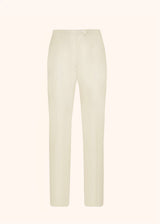 Kiton pantalon cigarette réalisé en fibre de viscose biologique de couleur crème pour femme.