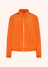 Kiton bomber en soie de couleur orange pour femme.