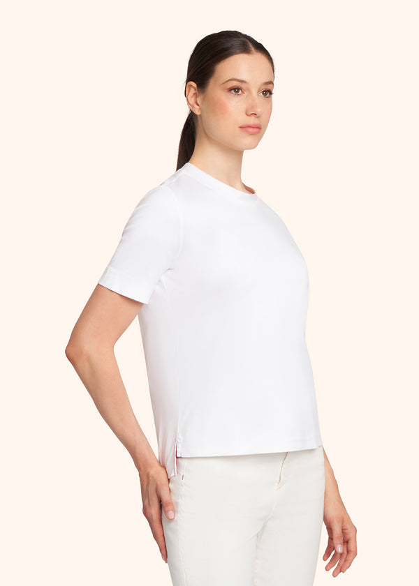 Kiton t-shirt ras-du-cou à manches courtes en coton de couleur blanche pour femme.