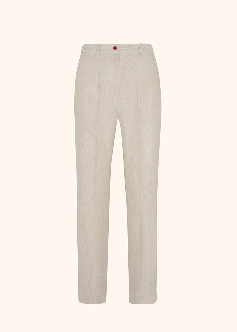 Kiton pantalon en lin couleur sable pour femme.