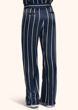 Kiton pantalon pull-on confortable en soie bleue légèrement stretch pour femme.