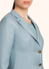 Kiton veste à boutonnage simple réalisée dans un mélange exclusif de soie et cachemire avec motif prince-de-galles qui mêle plusieurs nuances de cyan pour femme.