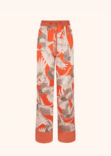 Kiton pantalon à coulisse en soie d’inspiration orientale de couleur orange pour femme.