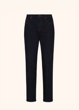 Kiton jean bleu foncé modèle cinq poches pour femme.