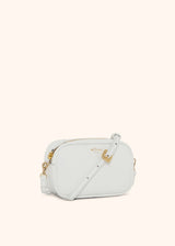 Kiton mini-sac à bandoulière de forme rectangulaire en cuir de veau de couleur blanche pour femme.