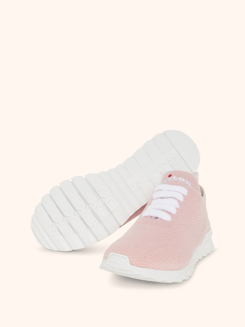 Kiton sneakers modèle « fit » en maille de cachemire de couleur rose pour femme.