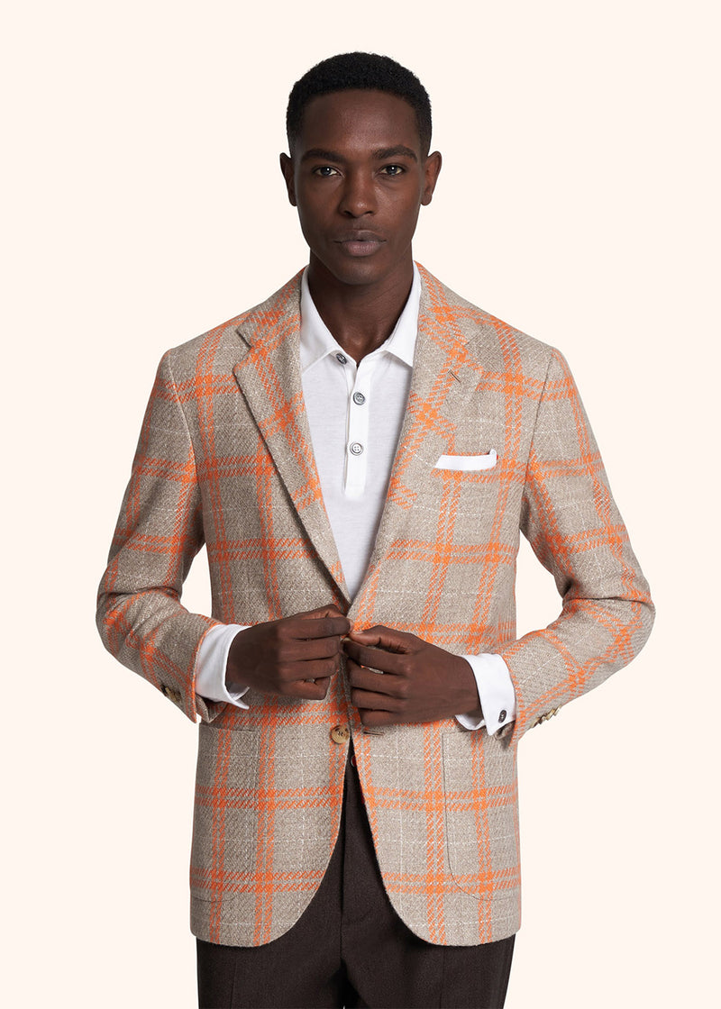 Kiton veste à boutonnage simple avec motif overcheck pour homme.