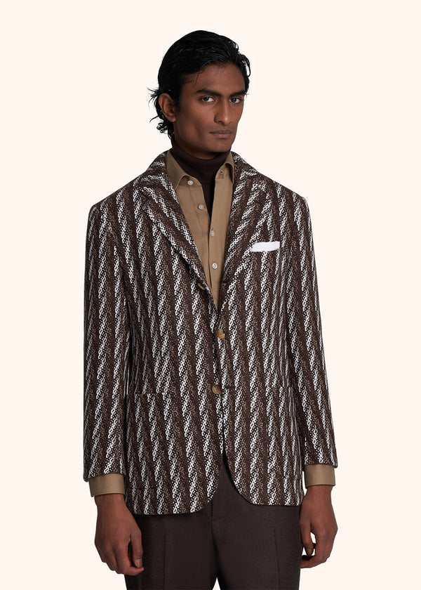 Kiton veste à boutonnage simple réalisée dans un prestigieux fil de cachemire composé de quatre fils dans les tons de marron pour homme.