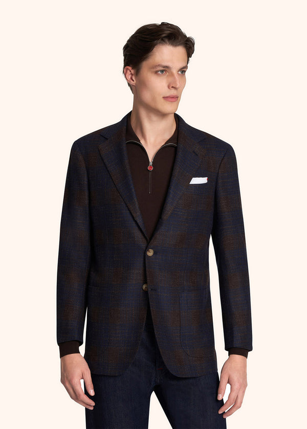 Kiton veste à boutonnage simple avec motif overcheck pour homme.