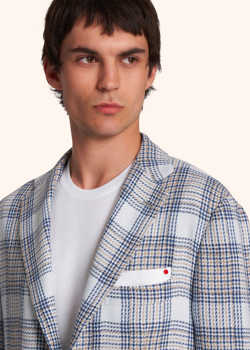 Kiton veste à boutonnage simple motif prince-de-galles pour homme.