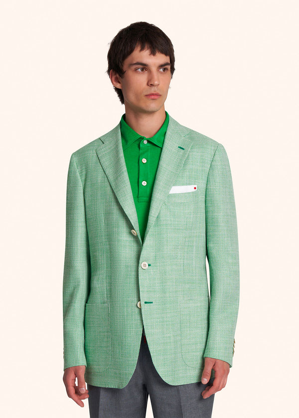 Kiton veste à boutonnage simple de couleur verte pour homme.