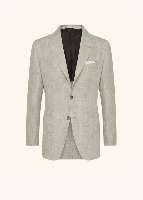 Kiton veste à boutonnage simple confectionnée dans notre iconique lin irlandais de couleur beige pour homme.