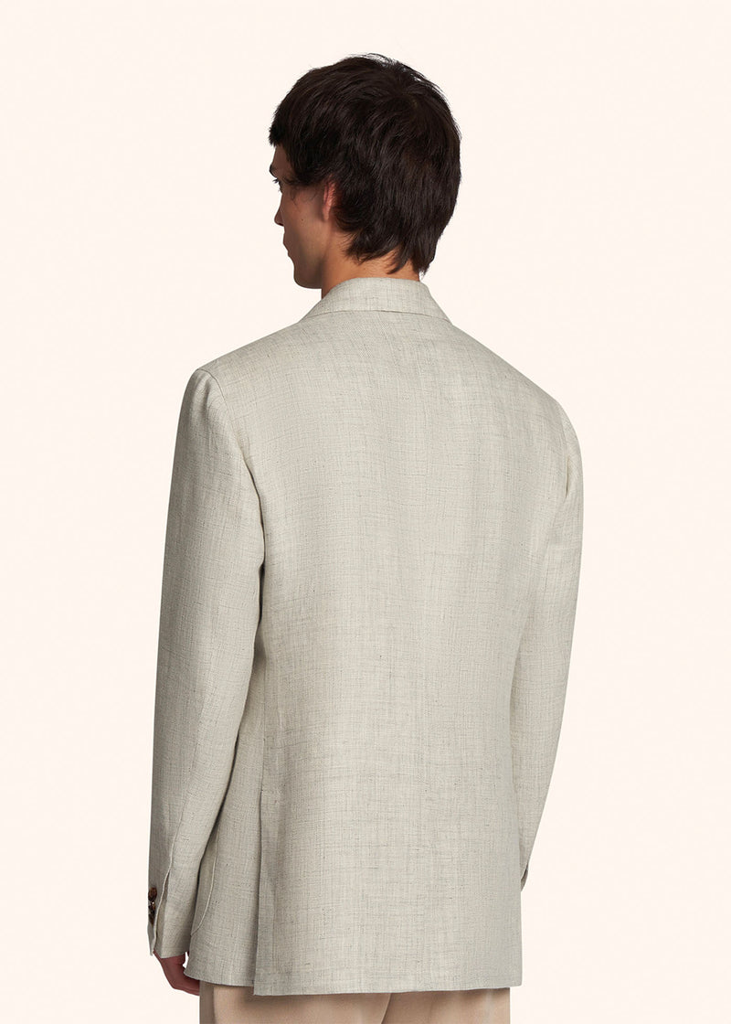Kiton veste à boutonnage simple confectionnée dans notre iconique lin irlandais de couleur beige pour homme.