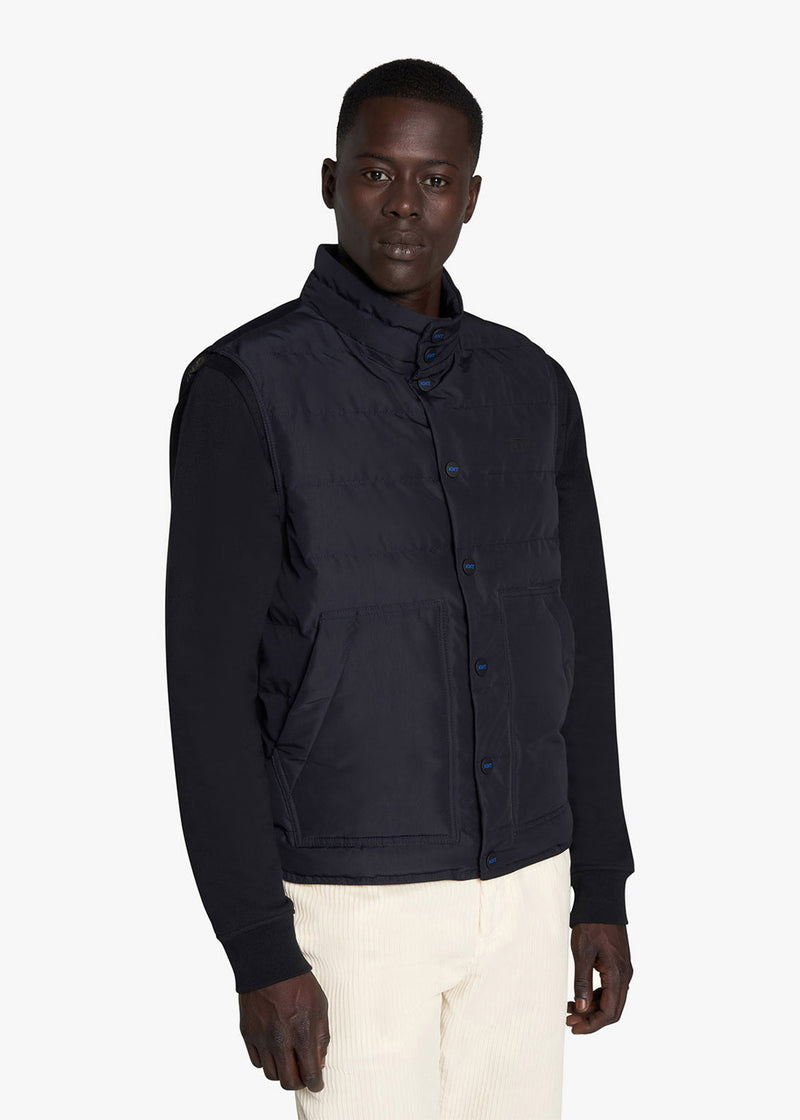 Kiton gilet en fibre de nylon bleu marine.