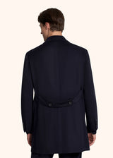 Kiton manteau à boutonnage simple modèle caban avec légère trame diagonale bleue pour homme.