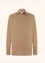 Kiton polo-chemise camel réalisée en coton pour homme.