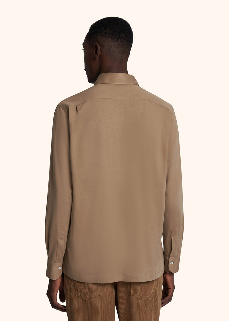 Kiton polo-chemise camel réalisée en coton pour homme.