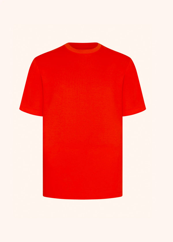 Kiton t-shirt ras-du-cou à manches courtes en coton de couleur orange fluo pour homme.