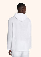 Kiton veste modèle « chore » blanche à capuche en lin irlandais très frais pour homme.