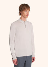 Kiton polo à manches longues de couleur gris glacier en jersey de coton pour homme.