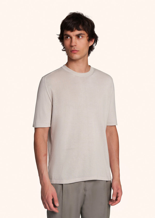 Kiton t-shirt ras-du-cou à manches courtes en jersey de coton de couleur gris clair pour homme.