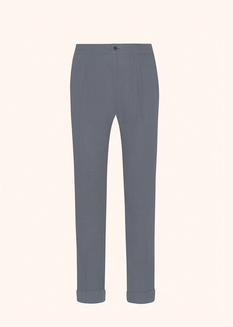 Kiton pantalon de jogging gris foncé en lin irlandais très frais pour homme.