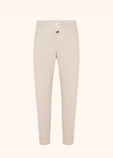 Kiton pantalon de jogging de couleur beige avec détails bandes de couleur blanche pour homme.