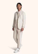 Kiton pantalon de jogging de couleur beige avec détails bandes de couleur blanche pour homme.
