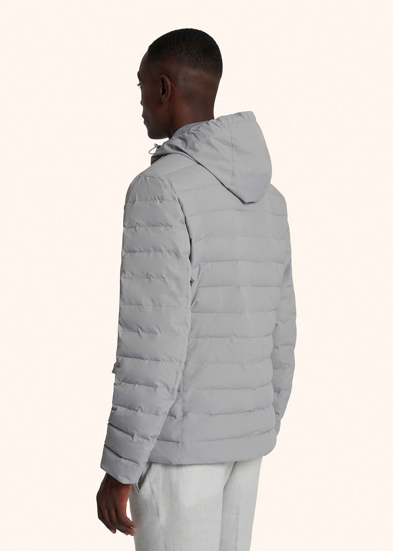 Kiton veste grise avec gilet coupe-vent avec zip et capuche pour homme.