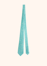 Kiton cravate en soie avec motif à pois blancs sur fond vert d’eau pour homme.