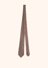 Kiton cravate en soie avec motif à pois blancs sur fond marron pour homme.