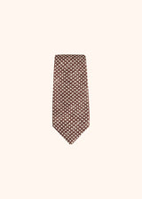 Kiton cravate en soie avec motif à pois blancs sur fond marron pour homme.