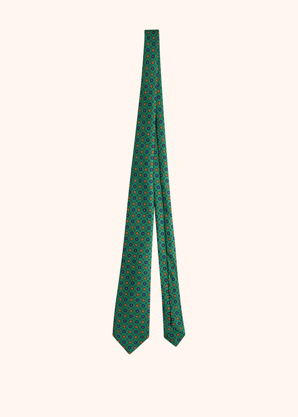 Kiton cravate en soie avec motif fleuri dans les tons verts pour homme.