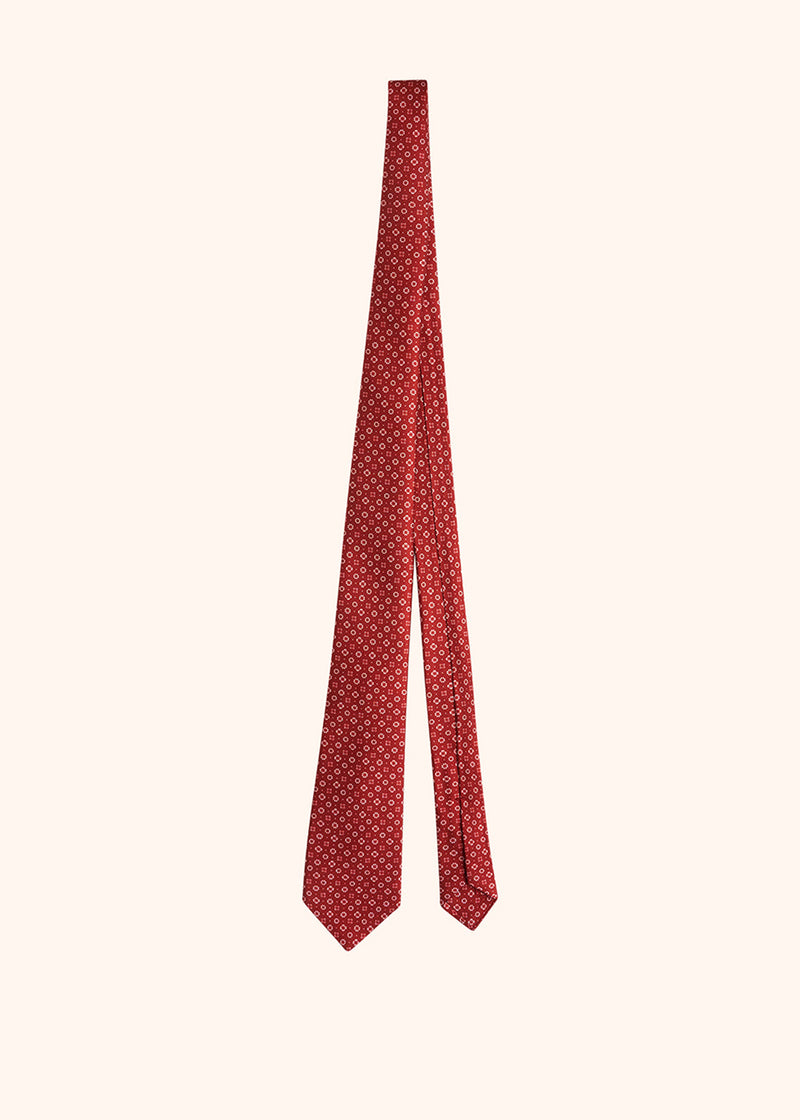 Kiton cravate en soie avec motif fleuri dans les tons bordeaux et blancs pour homme.