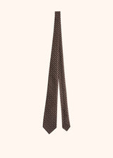 Kiton cravate en soie avec motif fleuri dans les tons marron et blancs pour homme.