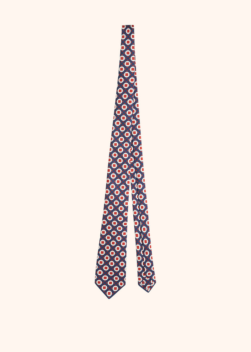 Kiton cravate en soie avec motif géométrique dans les tons bleus pour homme.