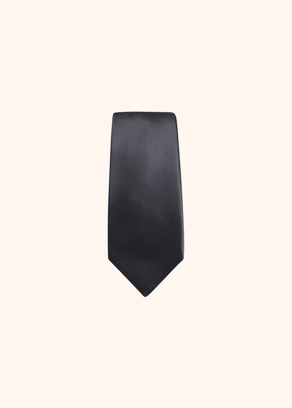 Kiton cravate en soie satinée de couleur gris anthracite pour homme.