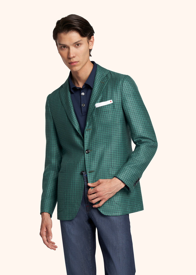 Kiton veste à boutonnage simple avec motif à carreaux pour homme.