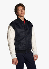 Kiton blouson style bomber bicolore et bimatiére.