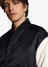 Kiton blouson style bomber bicolore et bimatiére.