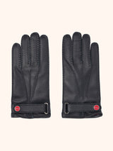 Kiton gants noirs avec bride fixée par bouton-pression logoté pour homme.
