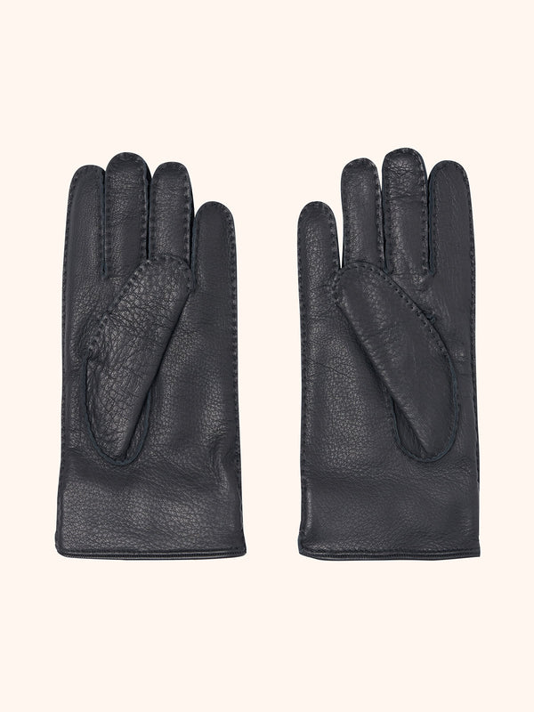 Kiton gants noirs avec bride fixée par bouton-pression logoté pour homme.