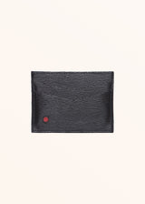 Kiton porte-cartes de couleur noire en cuir de veau saffiano pour homme.