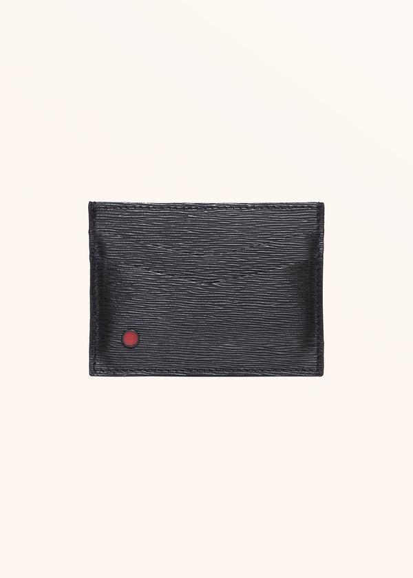 Kiton porte-cartes de couleur noire en cuir de veau saffiano pour homme.